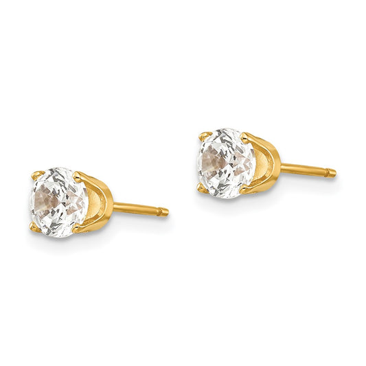 14K Yellow Gold 5mm CZ Stud Earrings