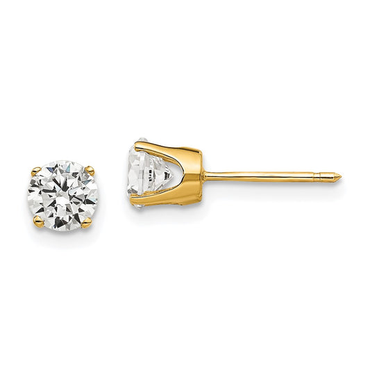 14K Yellow Gold 5mm CZ Stud Earrings