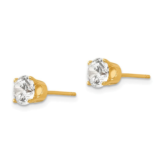 14K Yellow Gold 5.5mm CZ Stud Earrings