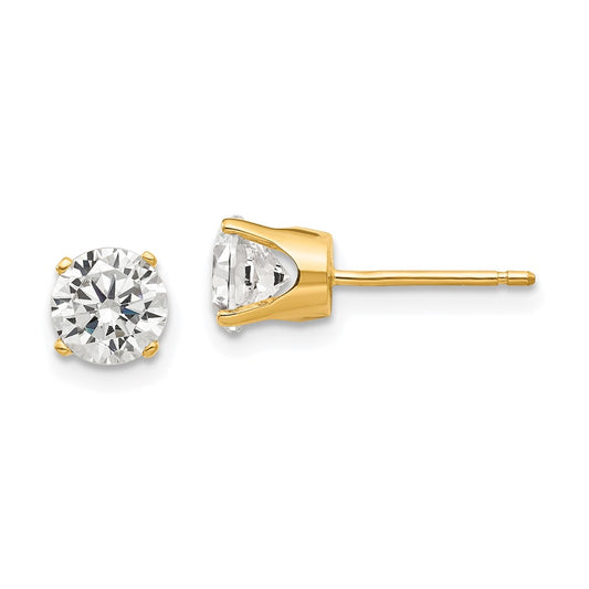 14K Yellow Gold 5.5mm CZ Stud Earrings