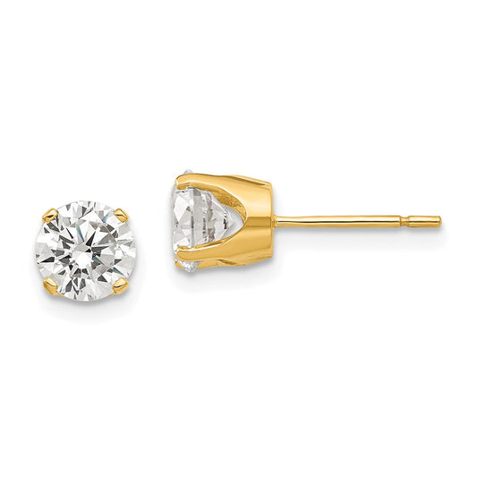 14K Yellow Gold 5.75mm CZ Stud Earrings