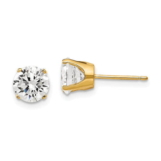 14K Yellow Gold 6.5mm CZ Stud Earrings