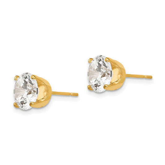 14K Yellow Gold 8mm CZ Stud Earrings