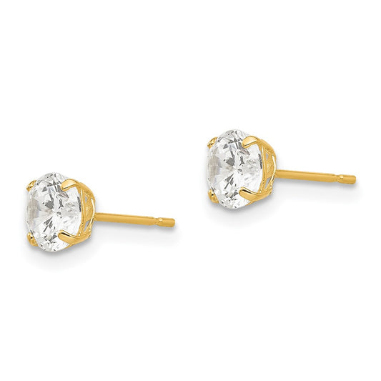 14K Yellow Gold 5mm Round CZ Post Earrings