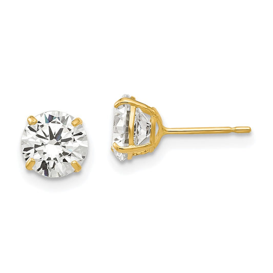 14K Yellow Gold 6mm Round CZ Post Earrings