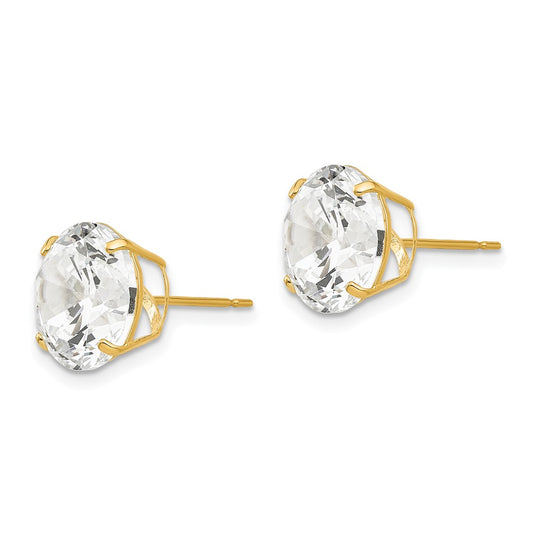 14K Yellow Gold 10mm Round CZ Post Earrings