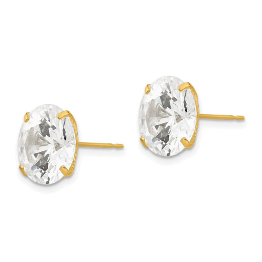 14K Yellow Gold 11mm Round CZ Post Earrings