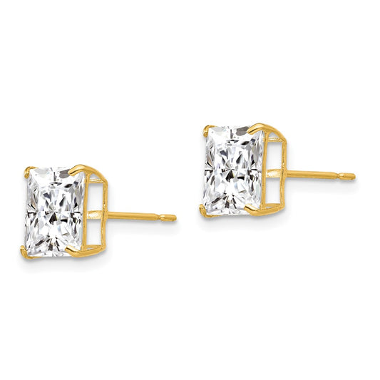 14K Yellow Gold 8mm Square CZ Post Earrings