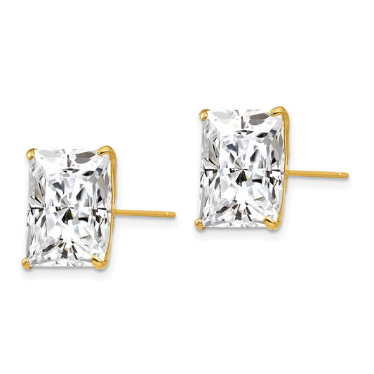 14K Yellow Gold 12mm Square CZ Post Earrings