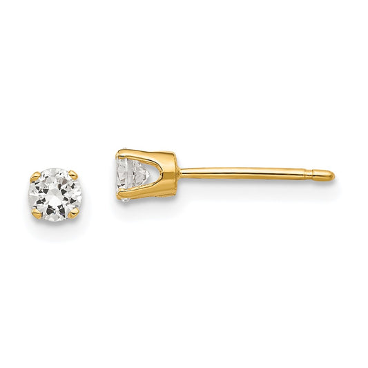 14K Yellow Gold 3.25mm Cubic Zirconia Stud Earrings