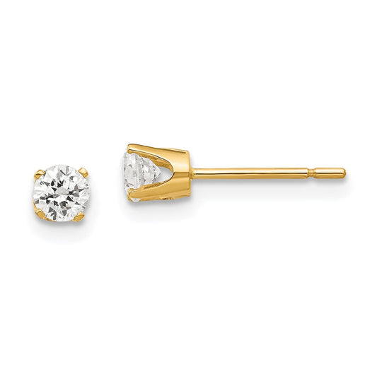 14K Yellow Gold 3.5mm CZ Stud Earrings