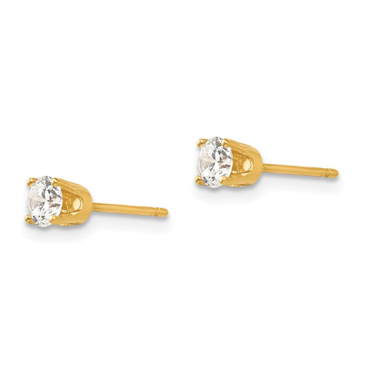 14K Yellow Gold 3.75mm CZ Stud Earrings