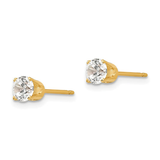 14K Yellow Gold 4.25mm CZ Stud Earrings