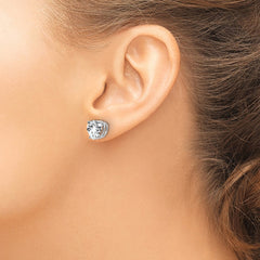 14K White Gold Cubic Zirconia heart Stud Earrings