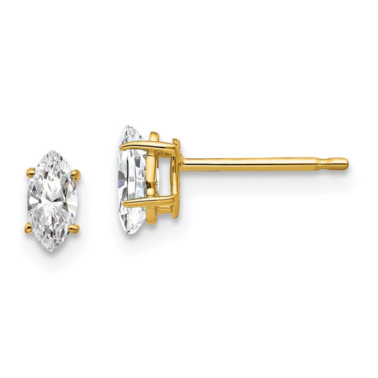 14K Yellow Gold 5x2.5mm Marquise Cubic Zirconia Earrings