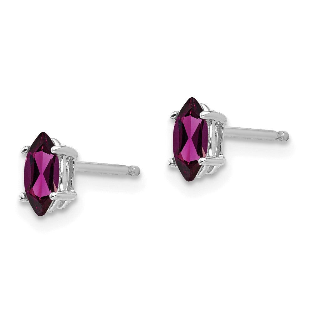 14K White Gold 6X3mm Rhodolite Garnet Marquise Stud Earrings