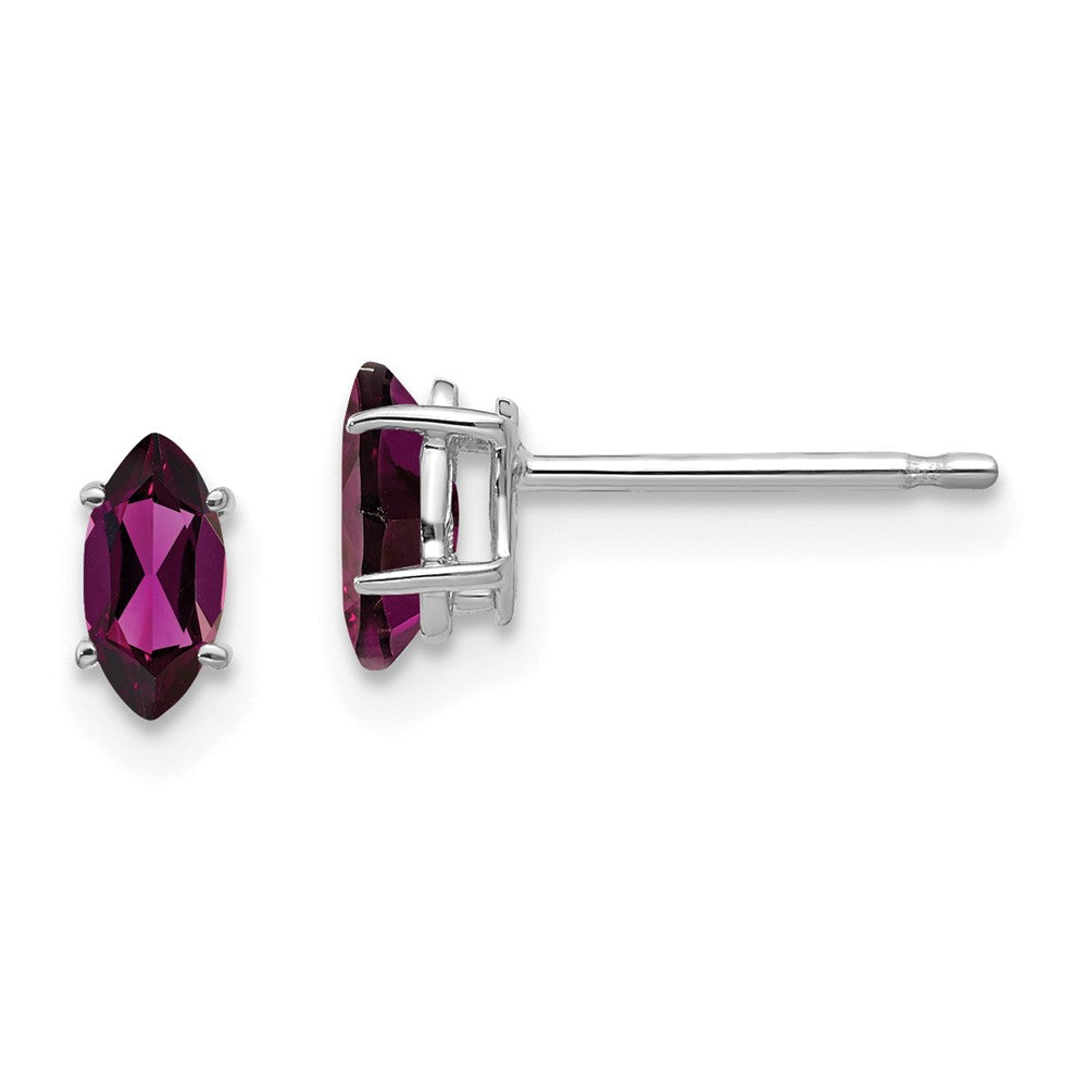 14K White Gold 6X3mm Rhodolite Garnet Marquise Stud Earrings