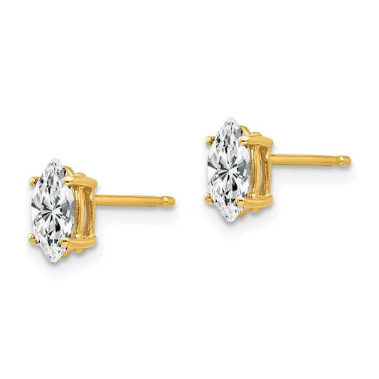 14K Yellow Gold 7x3.5mm Marquise Cubic Zirconia Earrings