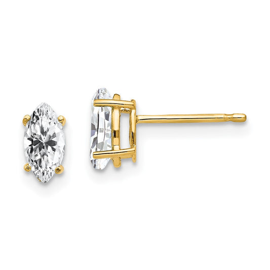 14K Yellow Gold 7x3.5mm Marquise Cubic Zirconia Earrings