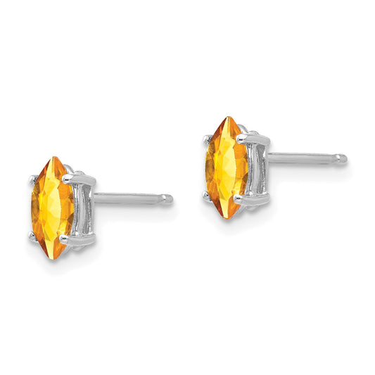 14K White Gold 7x3.5mm Marquise Citrine Earrings