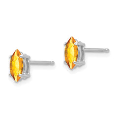 14K White Gold 7x3.5mm Marquise Citrine Earrings