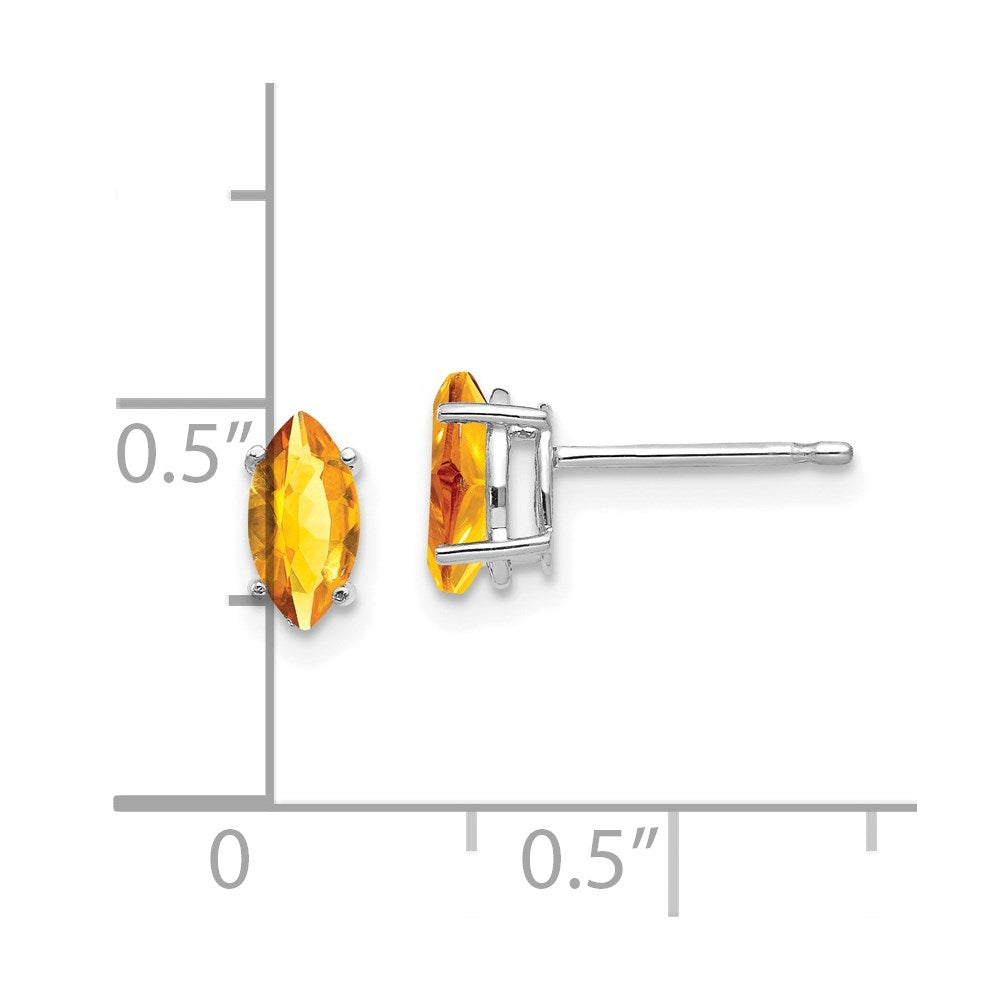 14K White Gold 7x3.5mm Marquise Citrine Earrings