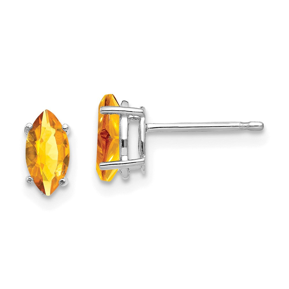 14K White Gold 7x3.5mm Marquise Citrine Earrings