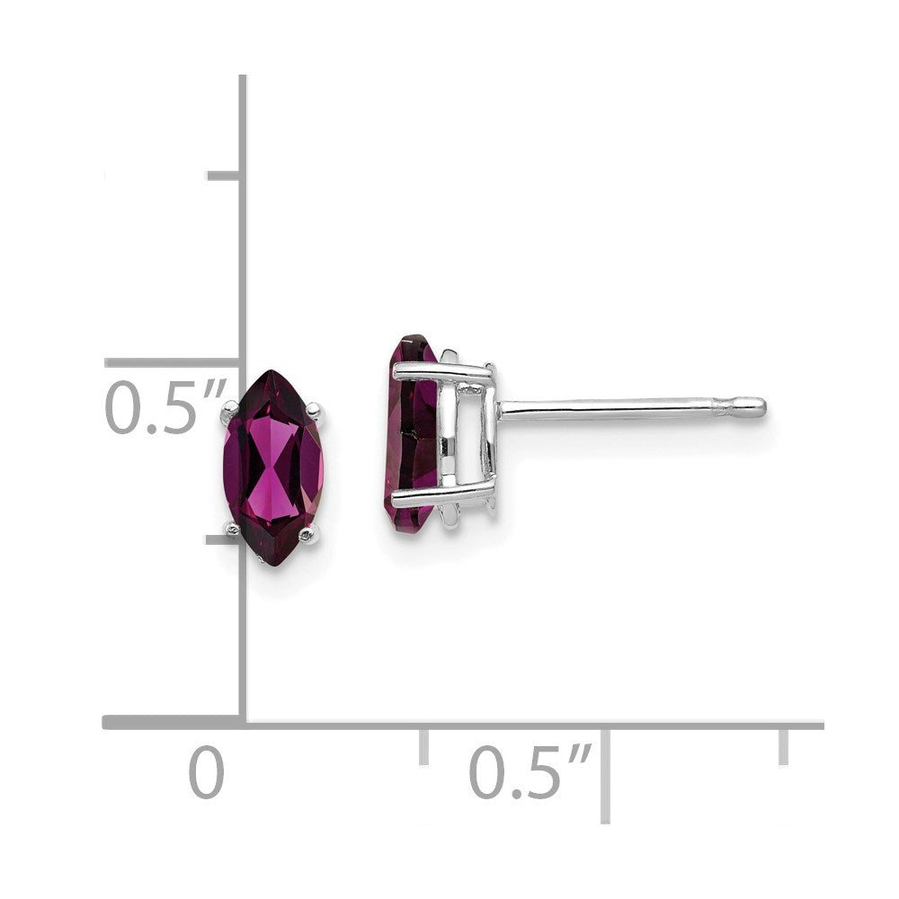 14K White Gold 7x3.5mm Rhodolite Garnet Marquise Stud Earrings