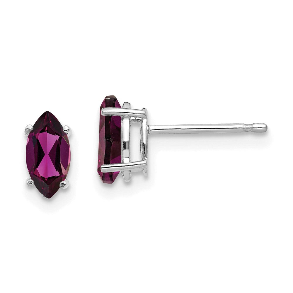 14K White Gold 7x3.5mm Rhodolite Garnet Marquise Stud Earrings