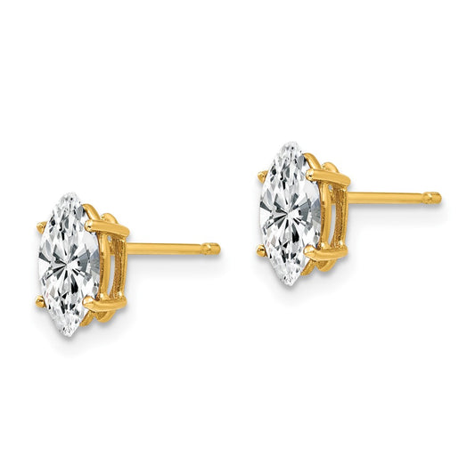 14K Yellow Gold 8x4mm Marquise Cubic Zirconia Earrings