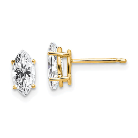 14K Yellow Gold 8x4mm Marquise Cubic Zirconia Earrings