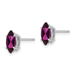 14K White Gold 8x4mm Rhodolite Garnet Marquise Stud Earrings