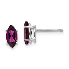 14K White Gold 8x4mm Rhodolite Garnet Marquise Stud Earrings