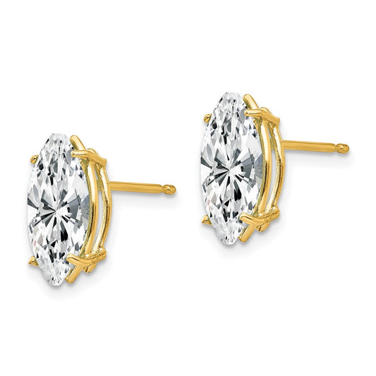 14K Yellow Gold 10x5mm Marquise Cubic Zirconia Earrings