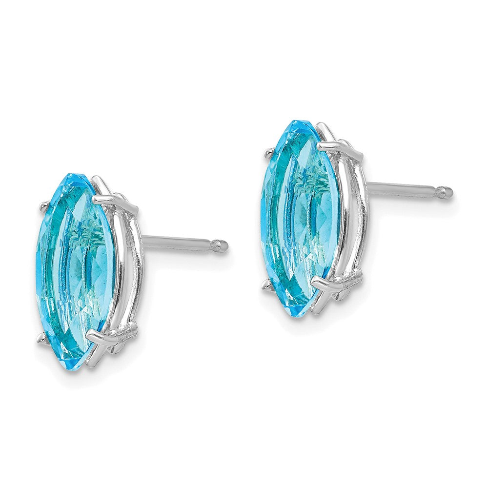 14K White Gold 10x5mm Blue Topaz Marquise Stud Earrings