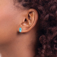 14K White Gold 10x5mm Blue Topaz Marquise Stud Earrings
