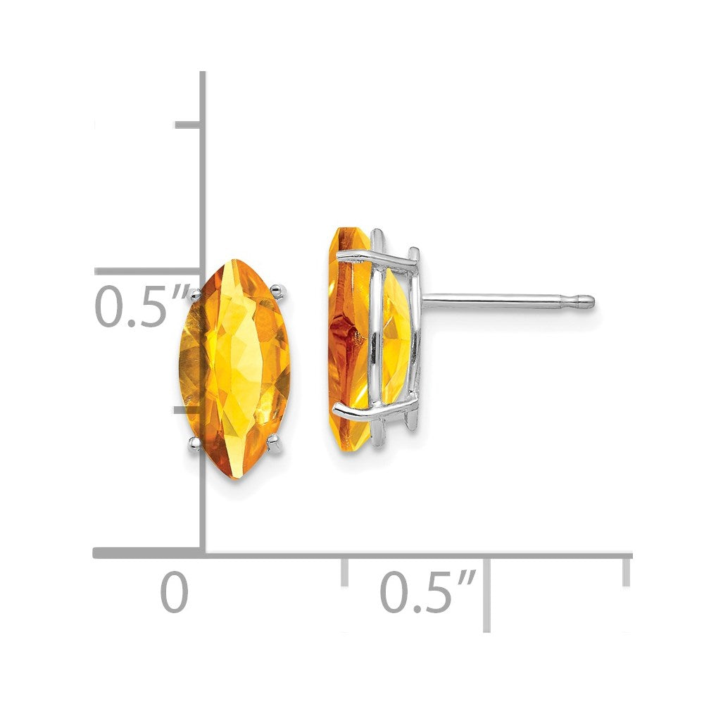 14K White Gold 10x5mm Marquise Citrine Earrings