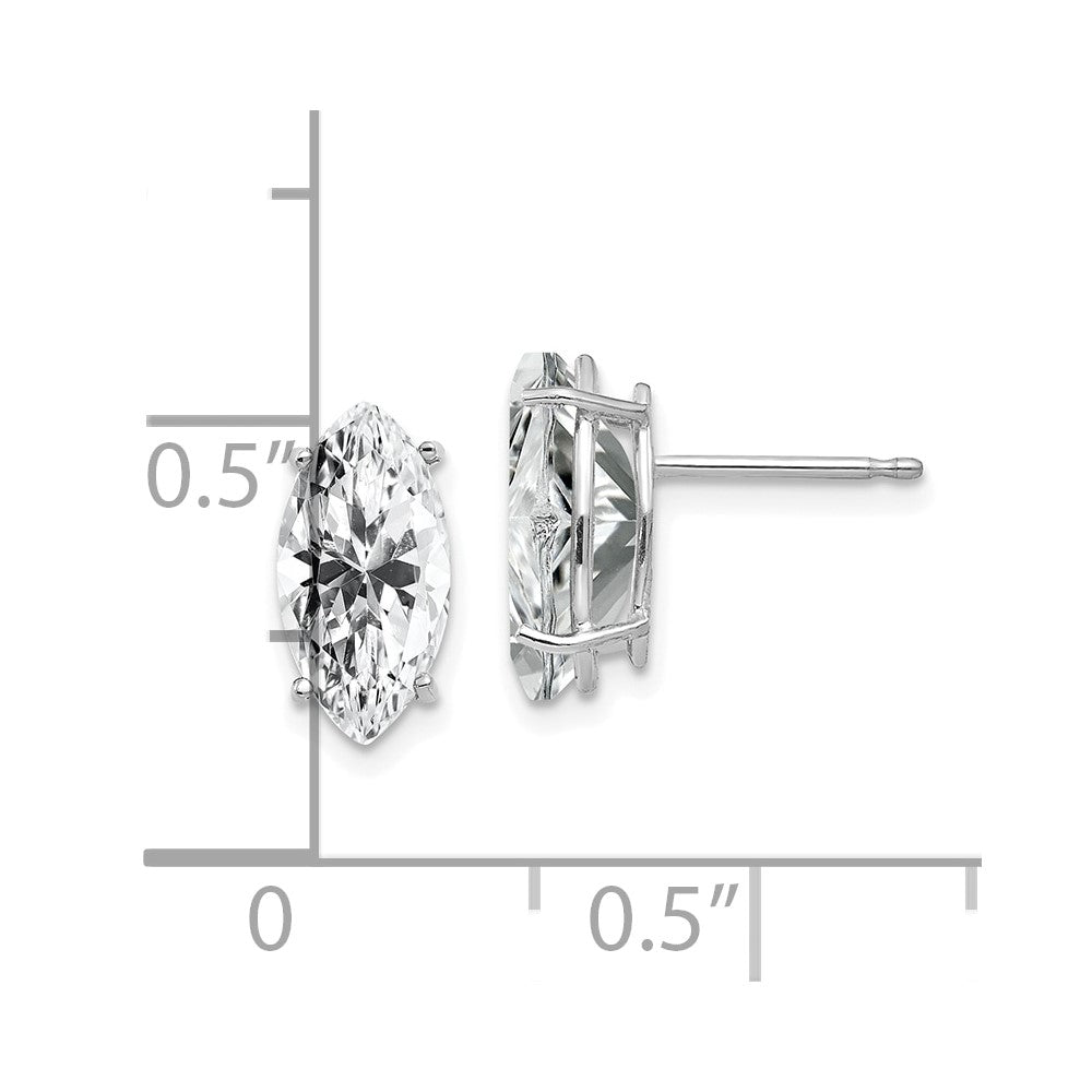 14K White Gold 10x5mm Cubic Zirconia Marquise Stud Earrings