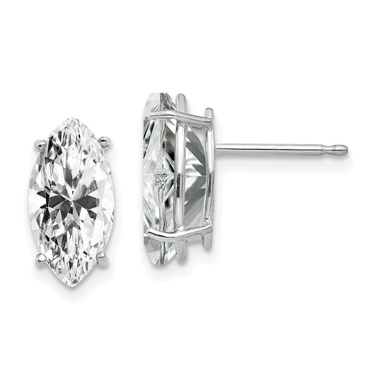 14K White Gold 10x5mm Cubic Zirconia Marquise Stud Earrings