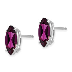 14K White Gold 10x5mm Rhodolite Garnet Marquise Stud Earrings