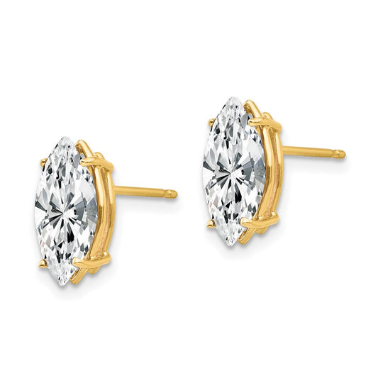 14K Yellow Gold 12x6mm Marquise Cubic Zirconia Earrings