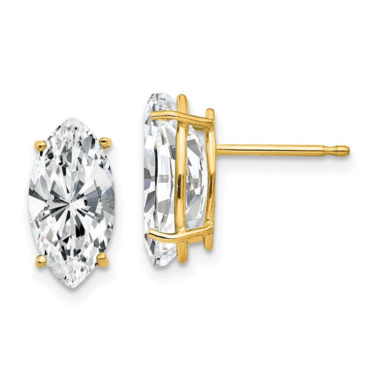 14K Yellow Gold 12x6mm Marquise Cubic Zirconia Earrings