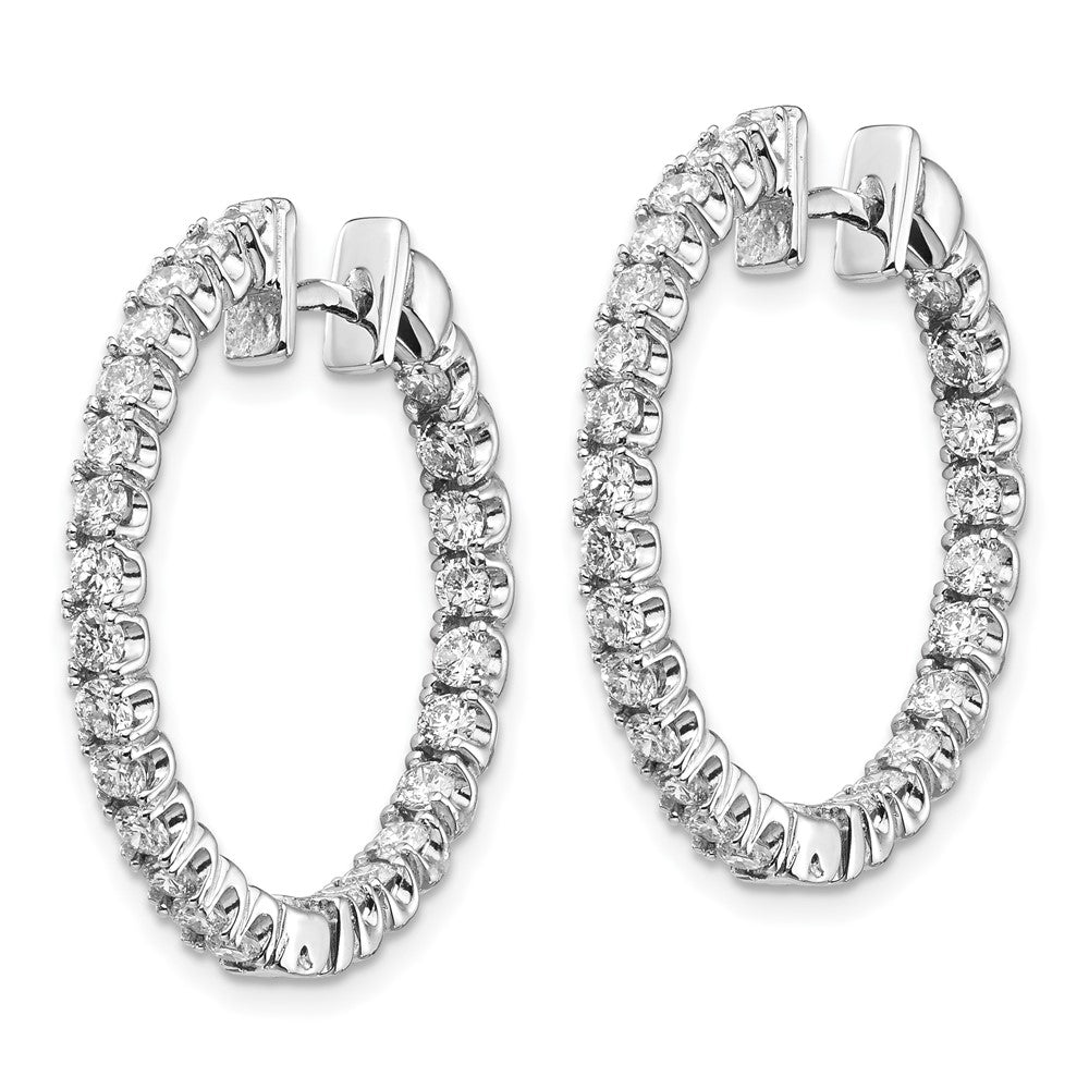 14K White Gold A Diamond Hinged Hoop Earrings