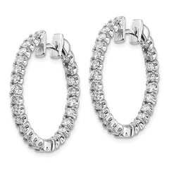 14K White Gold A Diamond Hinged Hoop Earrings