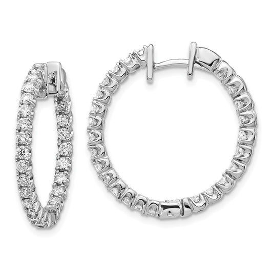 14K White Gold A Diamond Hinged Hoop Earrings