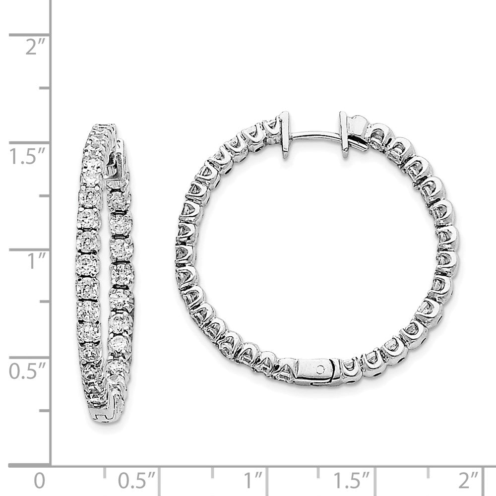 14K White Gold A Diamond Hinged Hoop Earrings