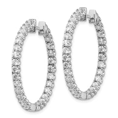 14K White Gold AAA Diamond Hinged Hoop Earrings