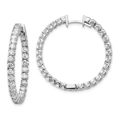 14K White Gold AAA Diamond Hinged Hoop Earrings