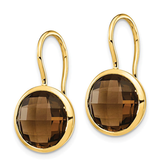 14K Yellow Gold Smokey Quartz Dangle Earrings