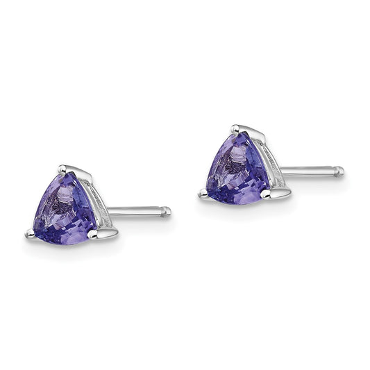 14K White Gold Trillion Tanzanite Post Stud Earrings